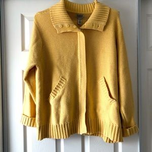 Classic Elements Woman Yellow Zip Up with Button Detail Sweater